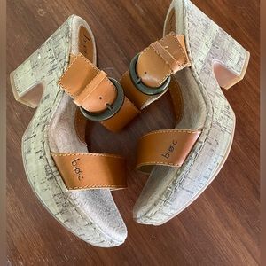B.O.C. Born Cork Block Heel Strap Sandals Size 9